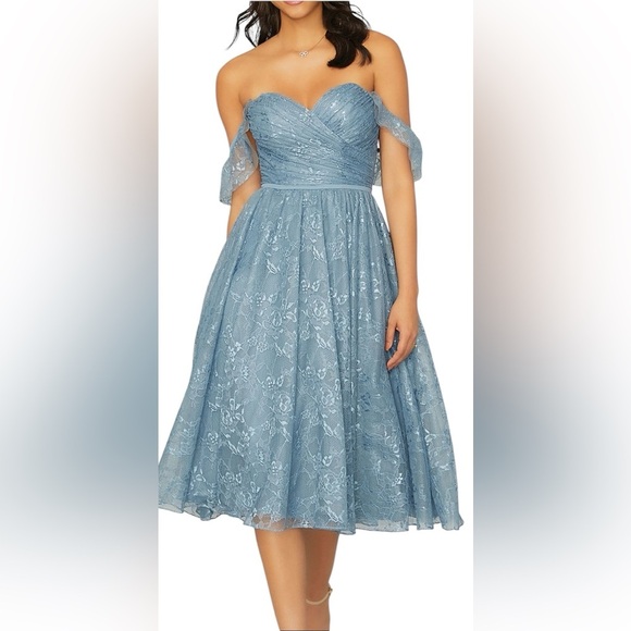 Mori Lee Bridesmaid, Social, Formal, Prom Dresses, size 12 Color Slate Blu - Picture 1 of 15
